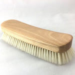 Load image into Gallery viewer, Showing top and side of horsehair and oak clothing and shoe brush. Best use for lint, pet hair and buffing shoes.
