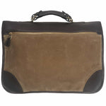 Load image into Gallery viewer, Back view of Anglers Bag classic cross body messenger tan wax cotton with dark brown stout leather
