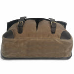 Load image into Gallery viewer, Bottom view of Anglers Bag classic cross body messenger tan wax cotton with dark brown stout leather

